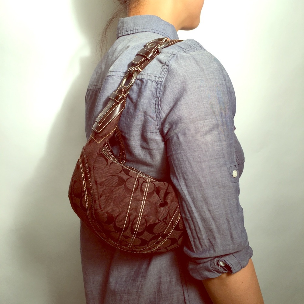 Small Brown Soho Signature Hobo Coach Bag